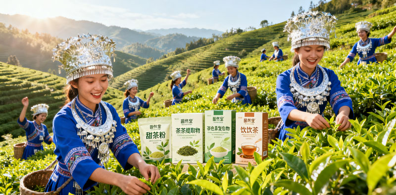 苗然堂苗族甜茶产品与茶山