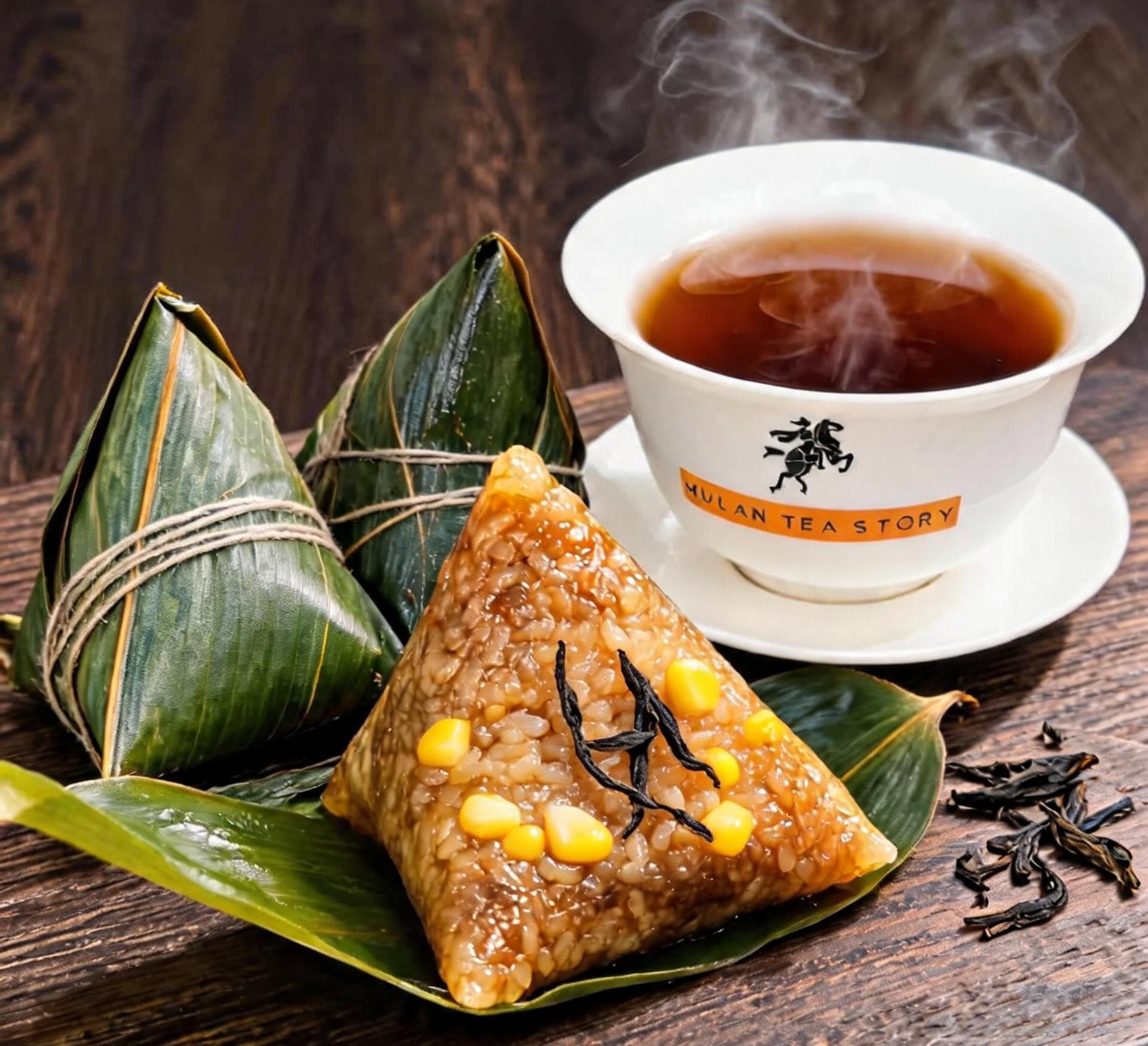 糯米浸岩茶汤的迷你茶粽 馅为岩茶茶叶与甜玉米