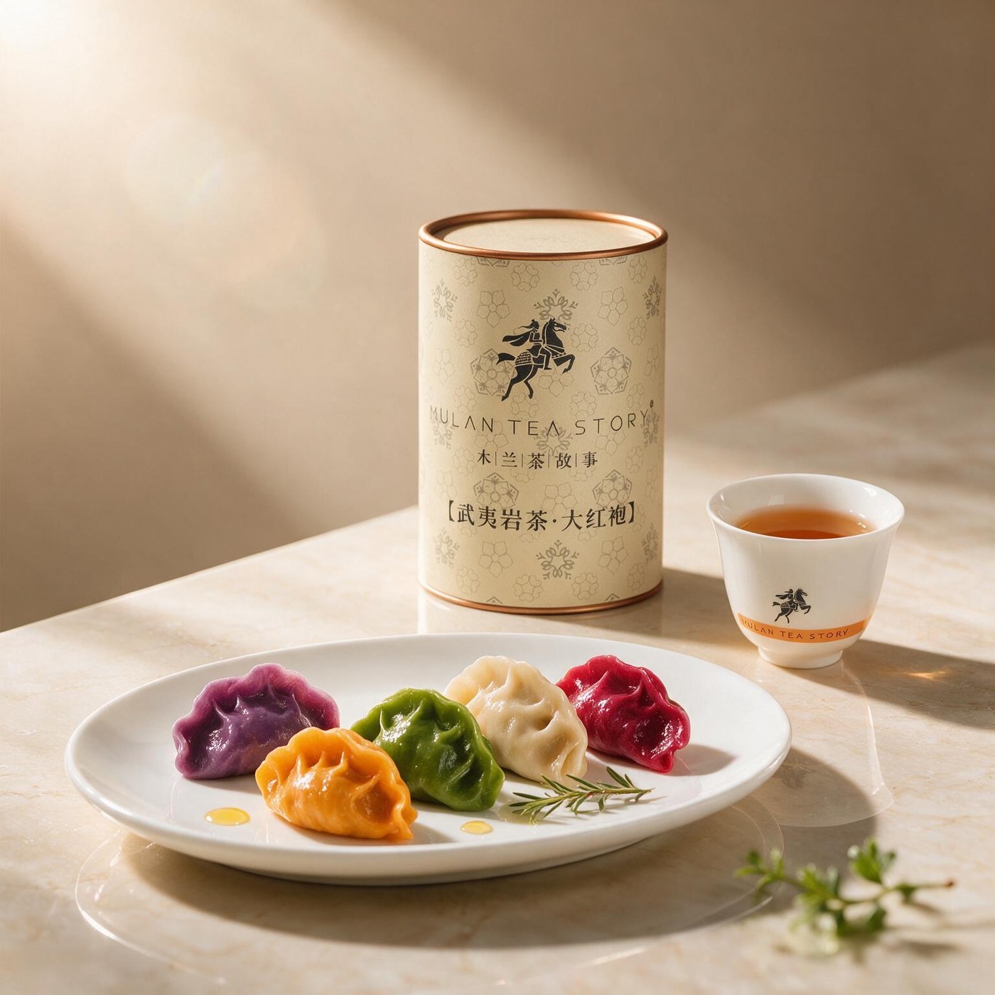 五色茶饺 配武夷岩茶罐与白瓷盖碗