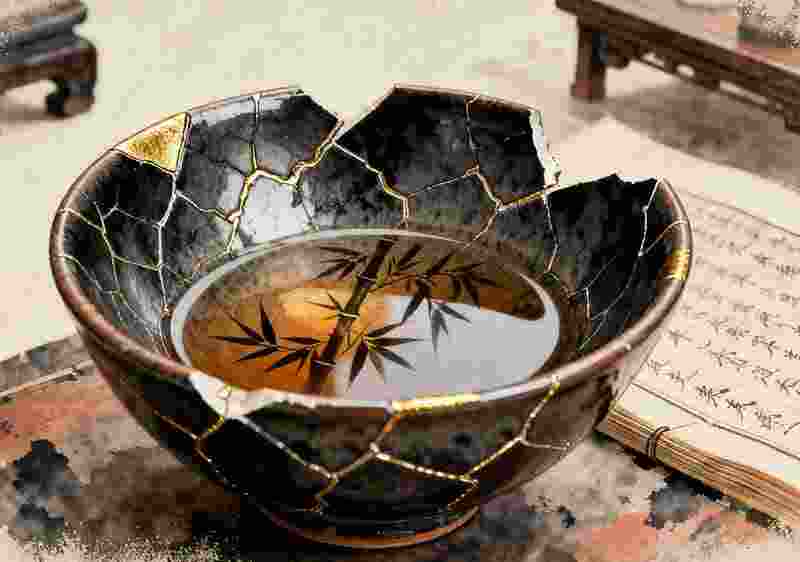 宋代建盏残件修复品